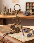 St. Benedict Protection Keychain with Tree of Life & Fillable Crystal Glass Vial